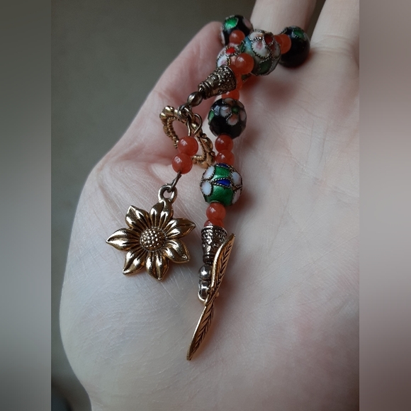 Beaded Charm Bracelet Floral Sunflower Bracelet Beaded Boho Jewelry Handmade - Picture 4 of 4